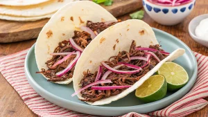 Tacos de carne mechada Mission